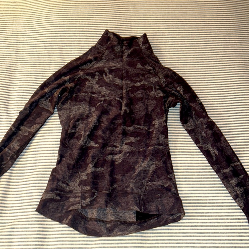 brand new without tags, lululemon, size 4 purple and gray camo quarter zip